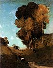 Henri-joseph Harpignies Canvas Paintings - Ravin, Souvenir De La Campagne De Rome